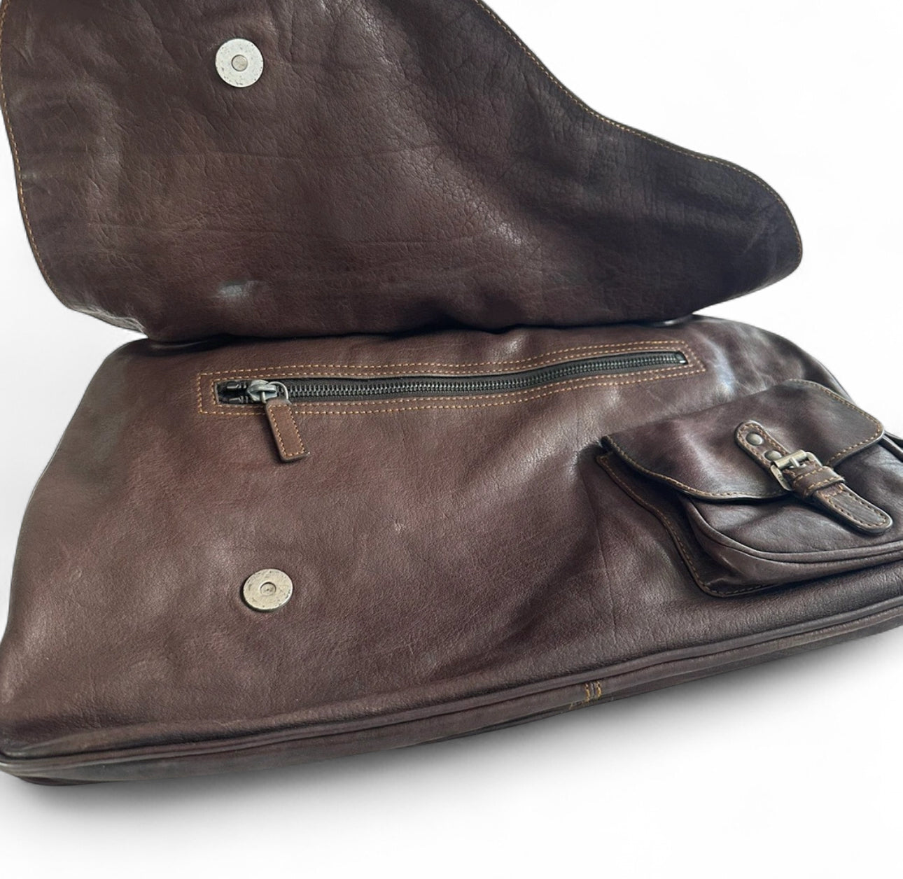 Christian Dior Gaucho Saddle Bag Brown Leather