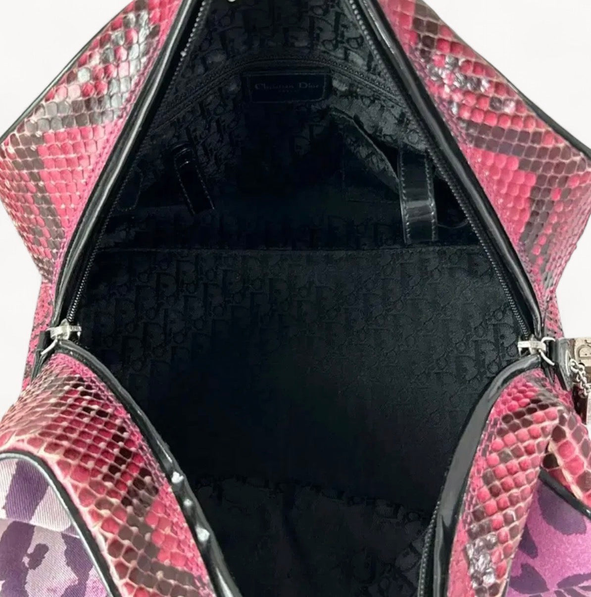 Christian Dior 2004 Multicolour Limited Edition Python Gambler Dice Bowler Bag