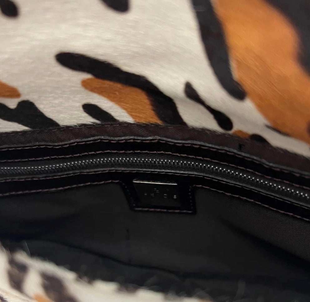 Fendi Leopard Print Pony hair Baguette Bag