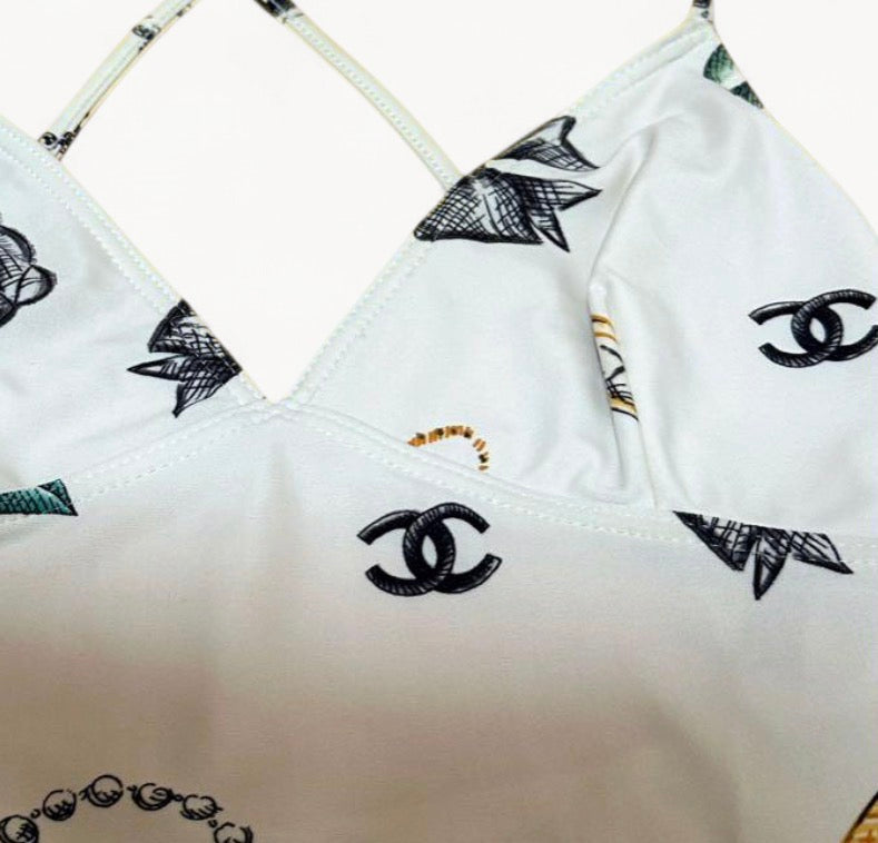 Chanel SS 1996 Iconic Print Symbols Mini Halter Dress
