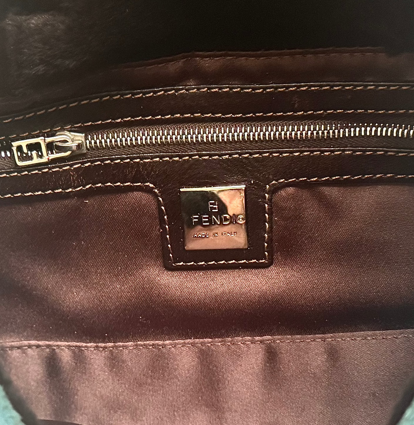 Fendi Rare Mink Fur Inlays Baguette Bag in Blue & Black