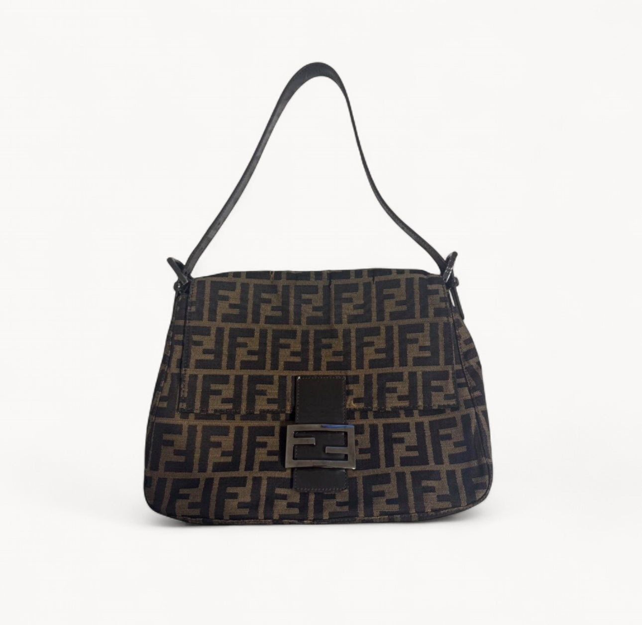 Fendi Zucca Mamma Baguette Medium Bag Brown FF Logo Canvas