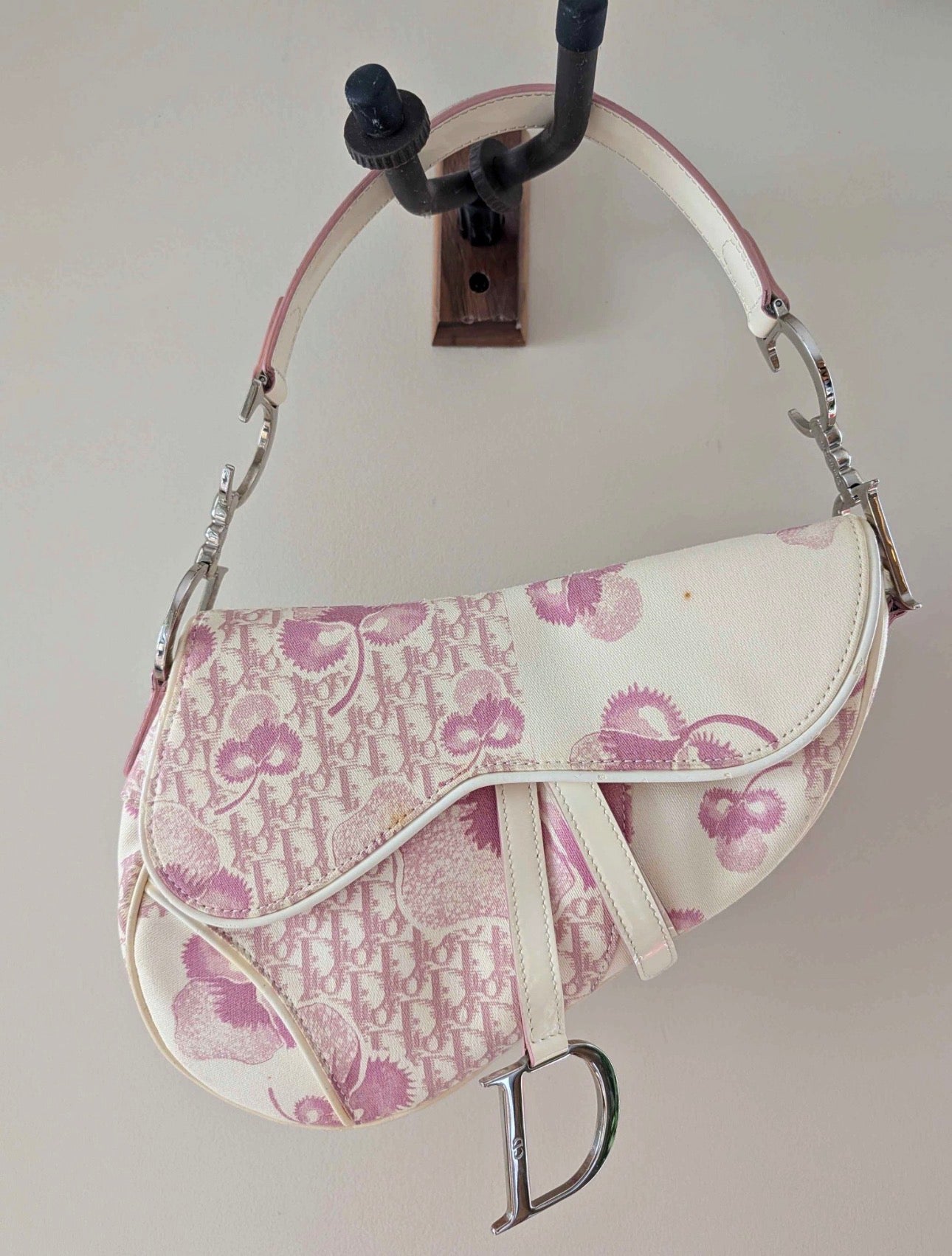 Christian Dior Vintage Girly Cherry Blossom Saddle Bag Rare