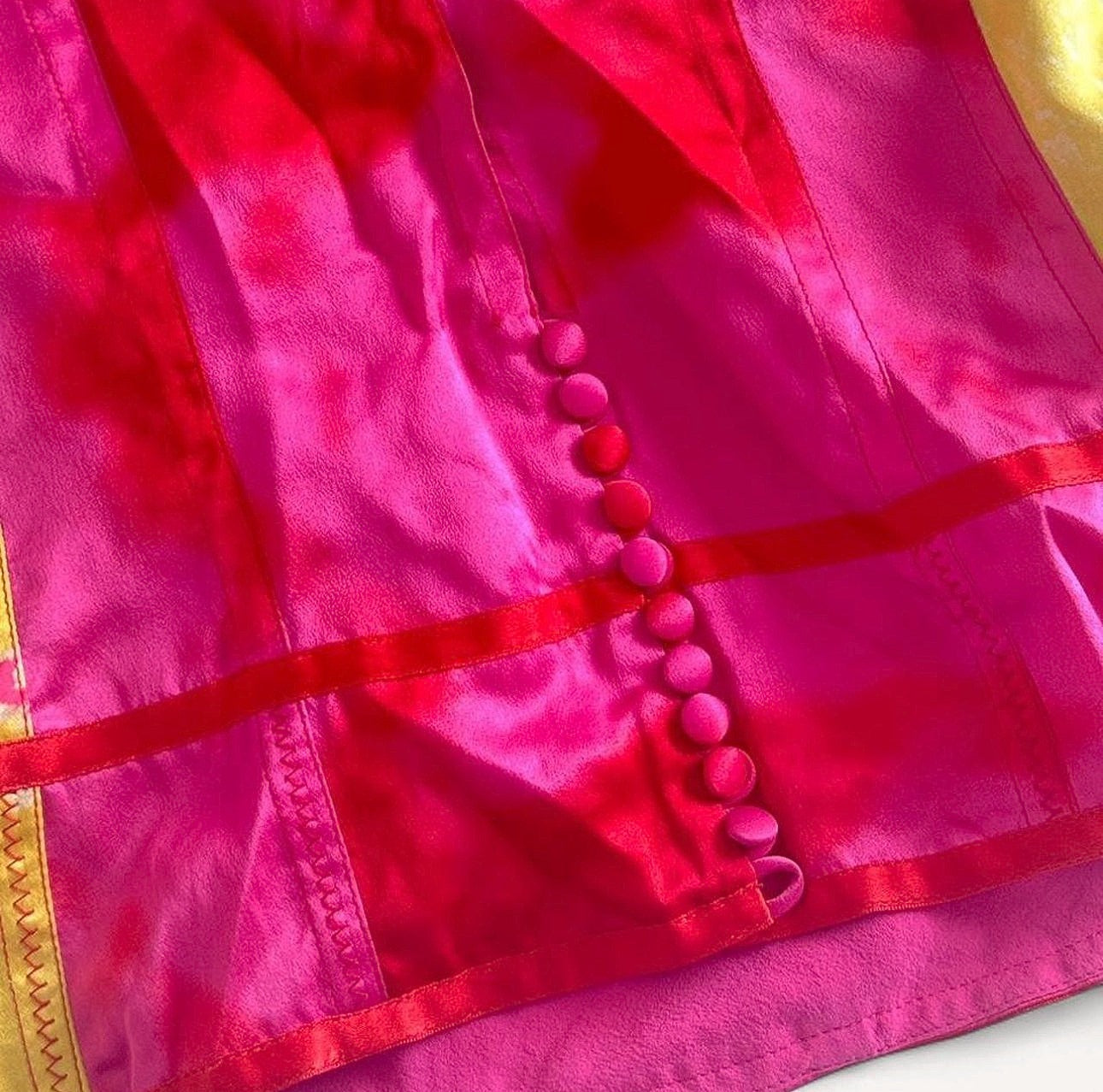 Christian Dior FW 2003 Hot Pink & Yellow Silk Corset Style Top