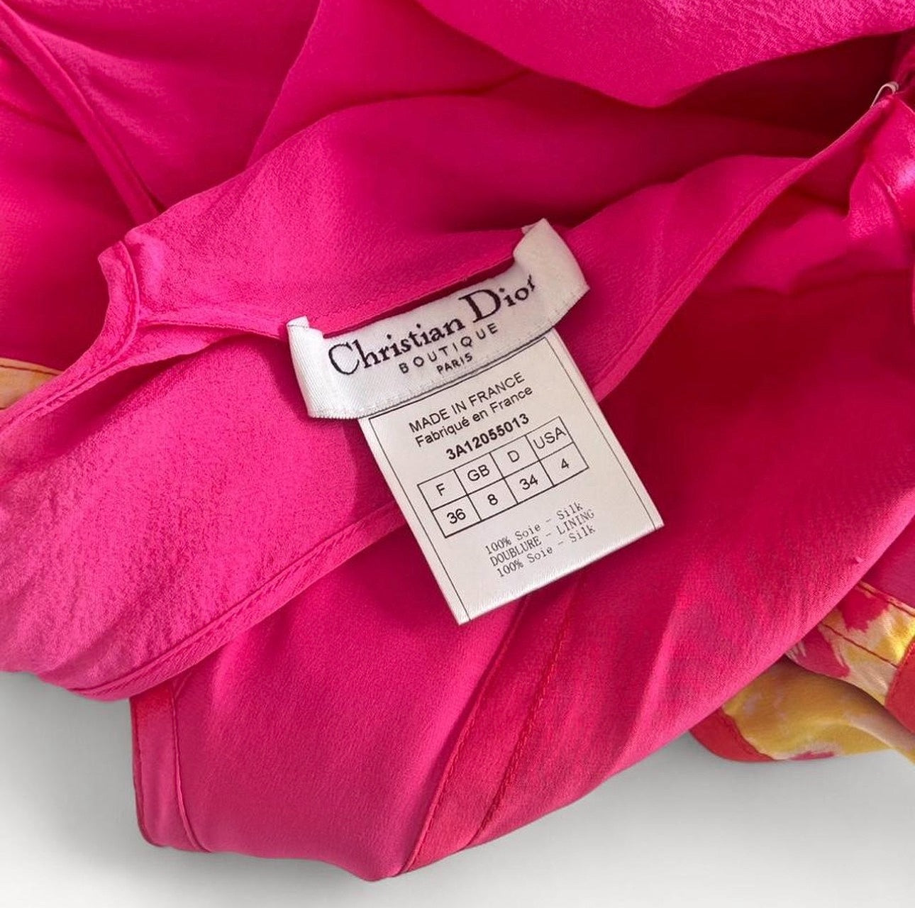 Christian Dior FW 2003 Hot Pink & Yellow Silk Corset Style Top