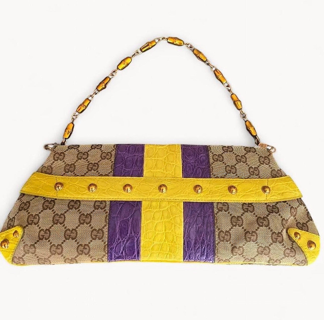 Gucci 2004 Runway Alligator Serpent Horsebit Chain Bag Crystal
