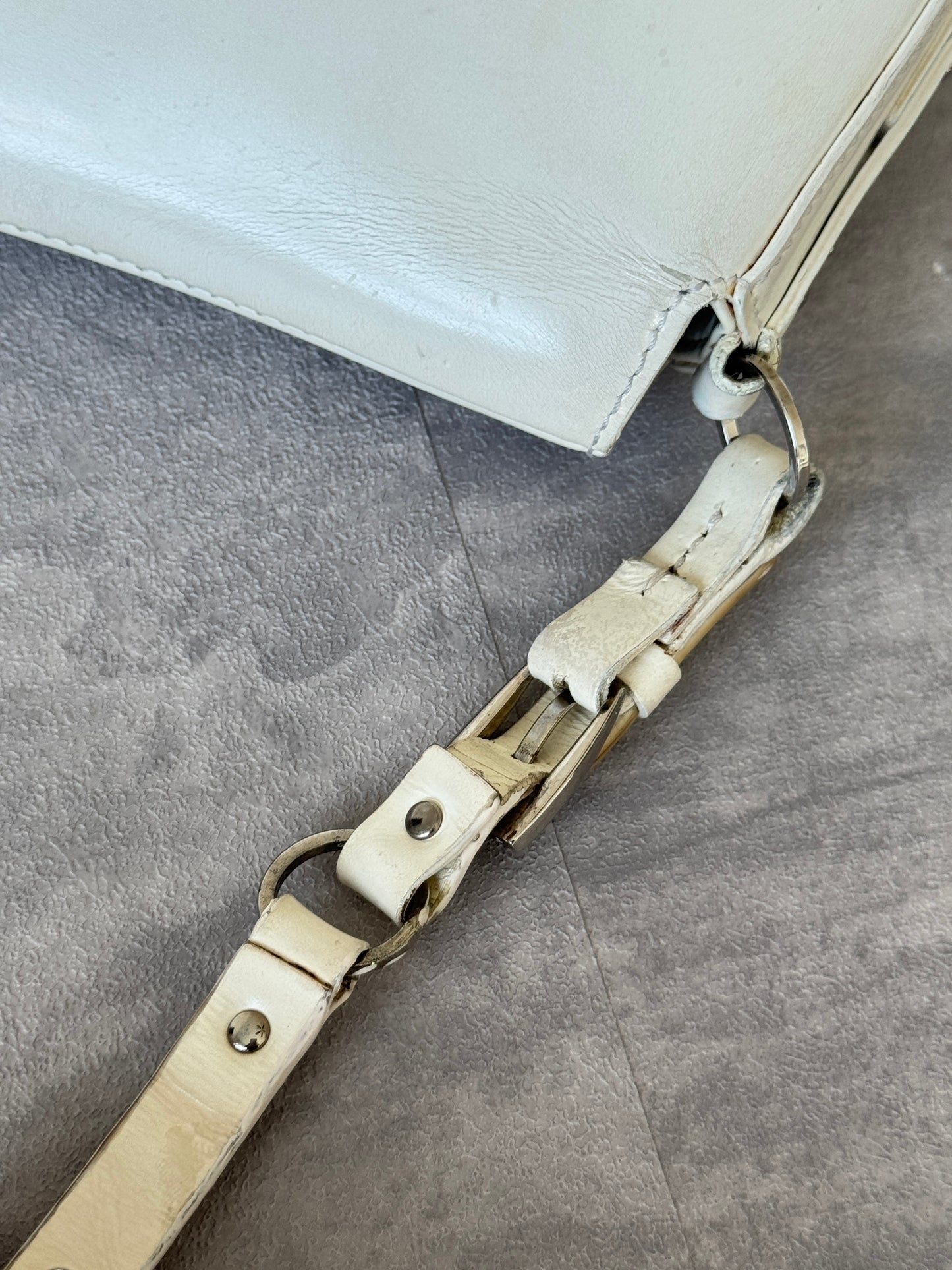 Christian Dior FW 2003 White Patent Leather Bondage Shoulder bag