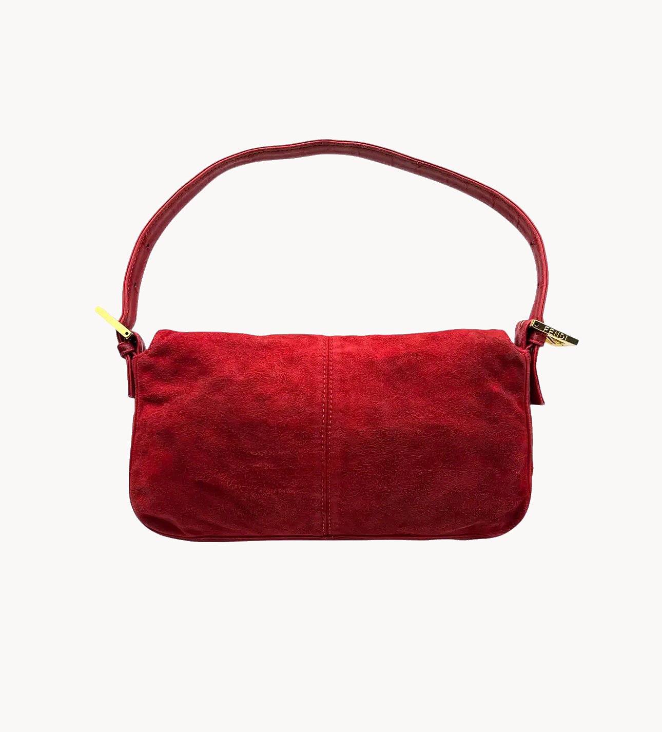 Fendi Red Suede Baguette Shoulder Bag