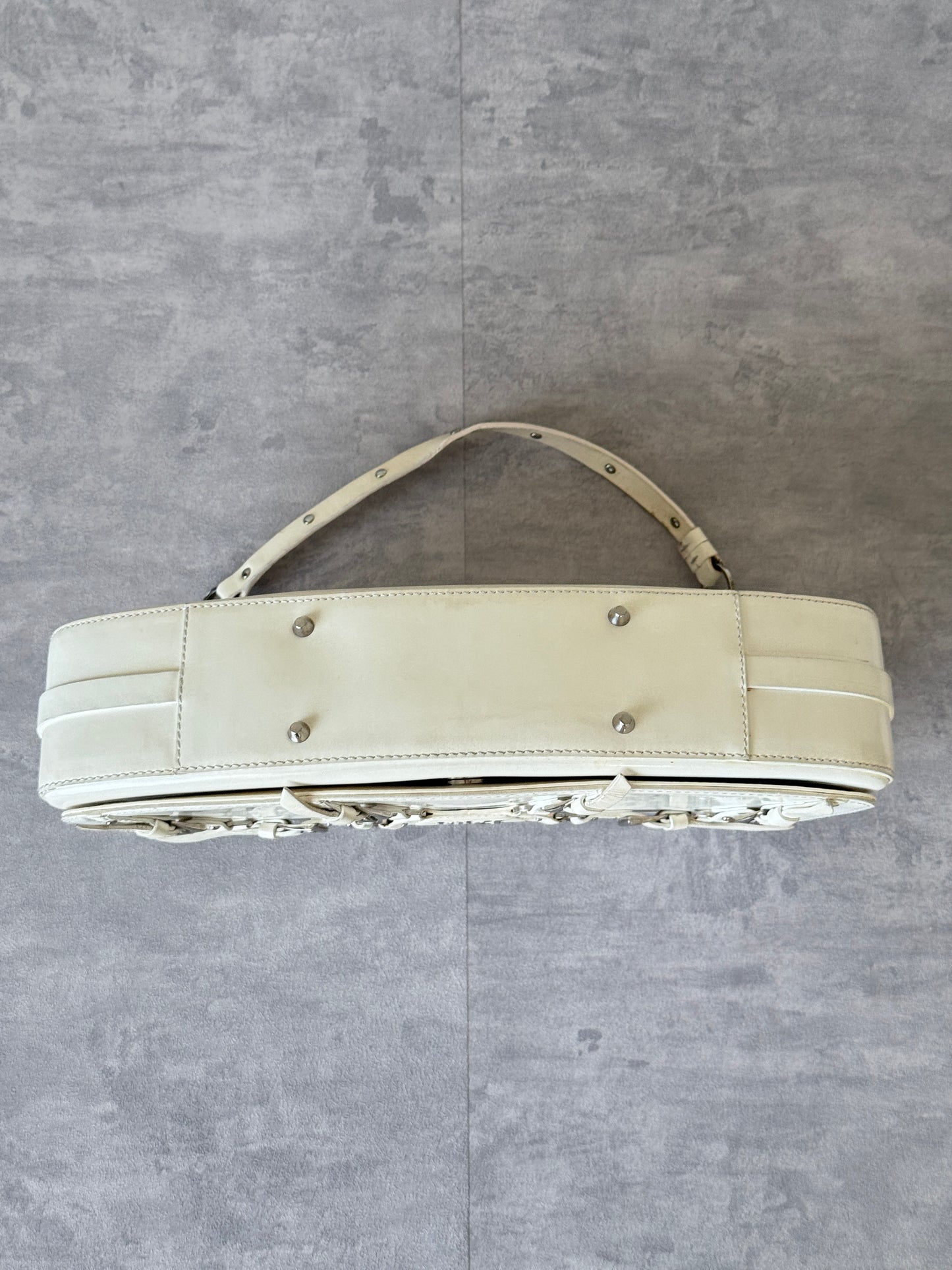 Christian Dior FW 2003 White Patent Leather Bondage Shoulder bag
