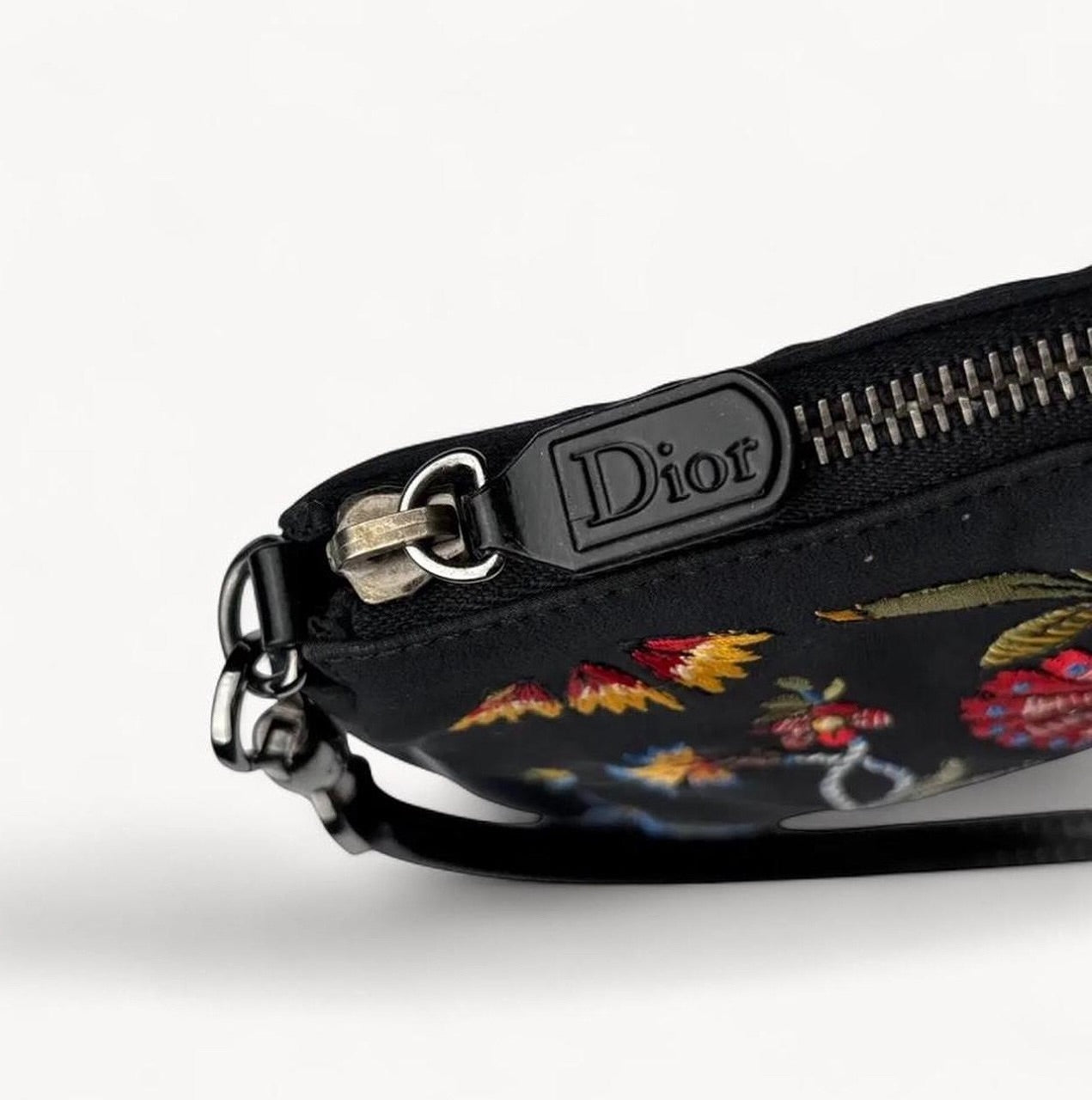 Christian Dior 2002 Embroidered Floral Mini Saddle Bag