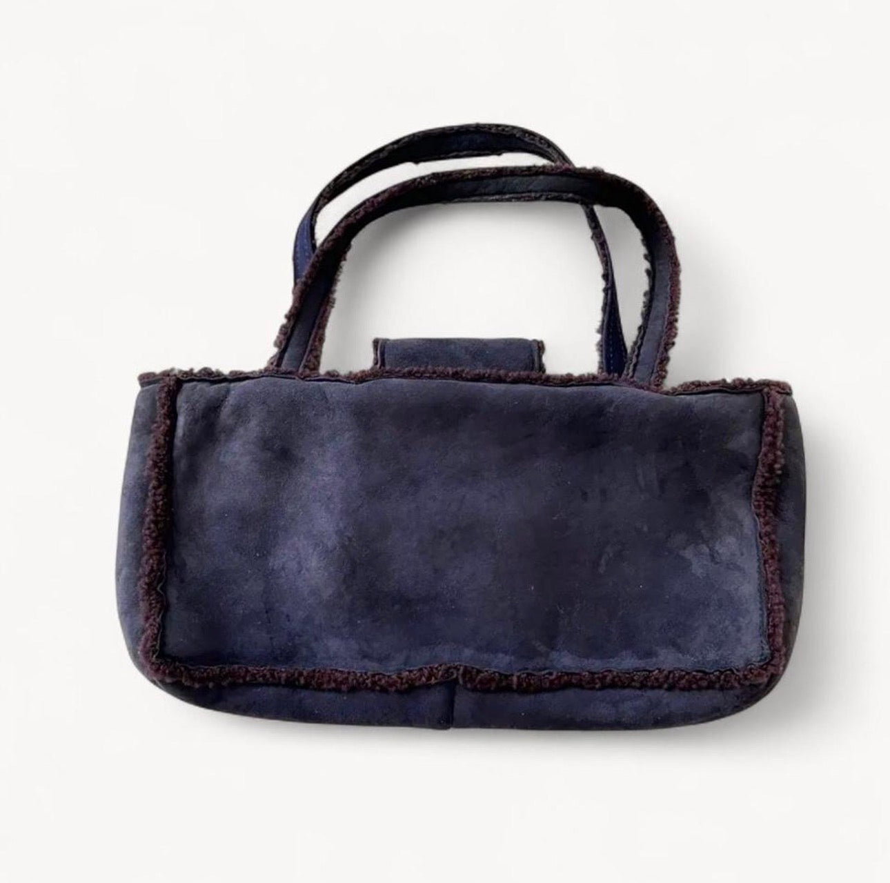 Chanel Navy Suede & Wool CC Mouton Tote Bag