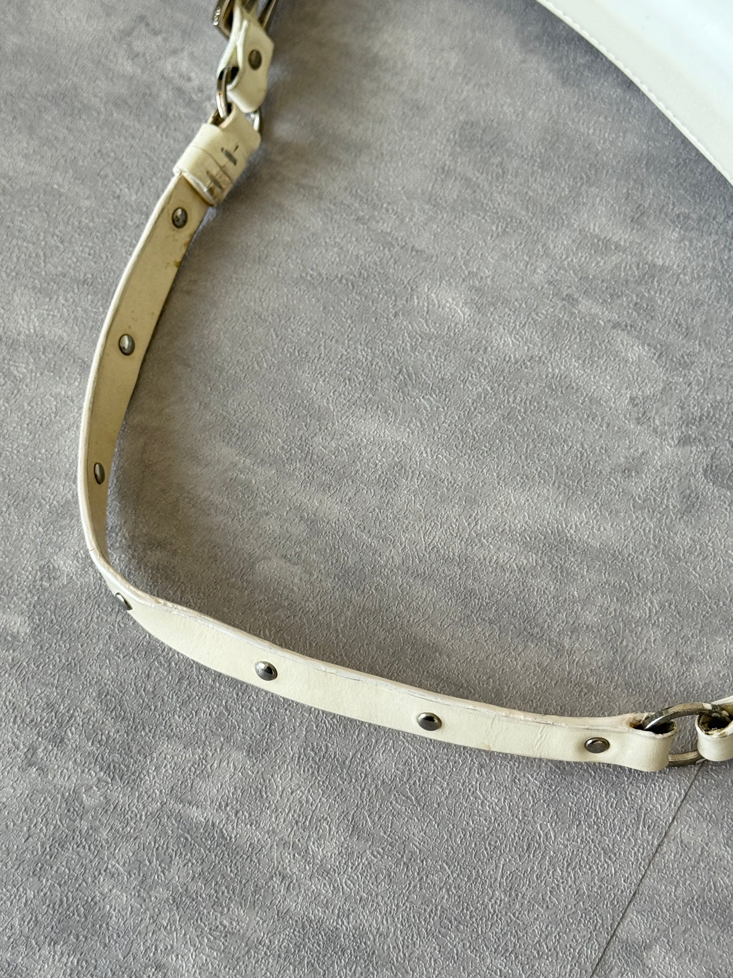 Christian Dior FW 2003 White Patent Leather Bondage Shoulder bag