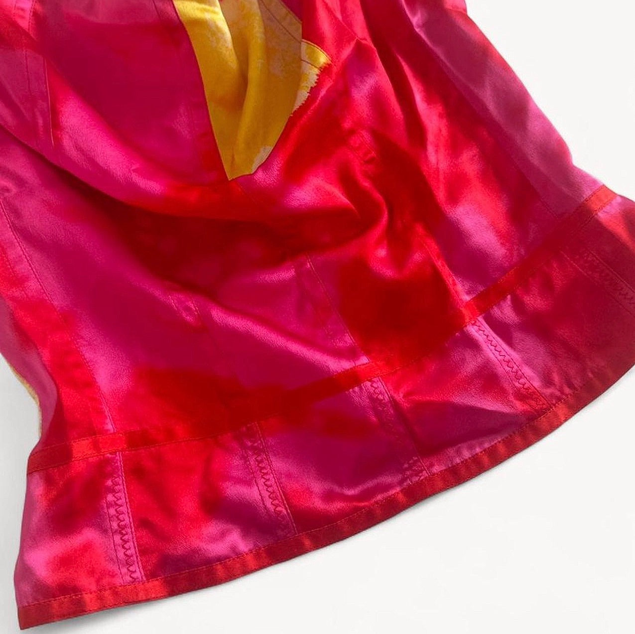 Christian Dior FW 2003 Hot Pink & Yellow Silk Corset Style Top
