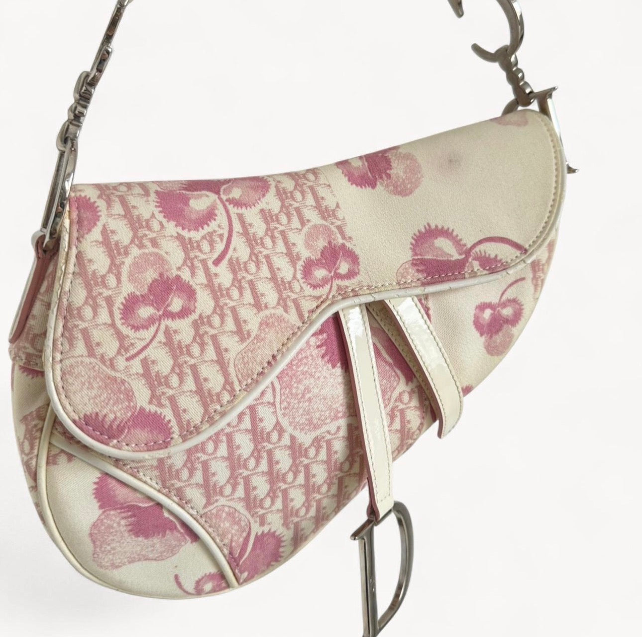 Christian Dior Vintage Girly Cherry Blossom Saddle Bag Rare