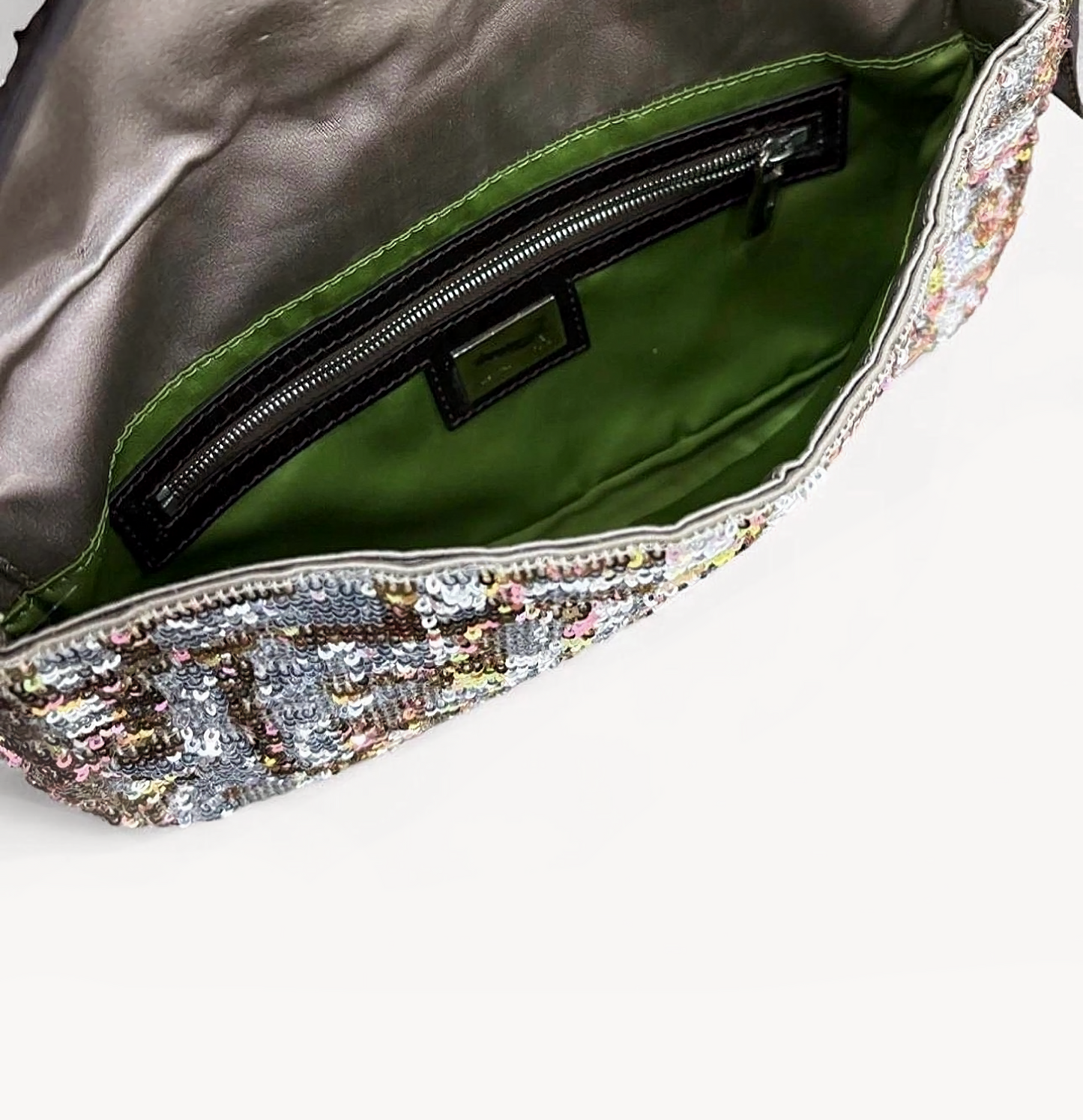 Fendi 2000s Multicolour FF Sequin Beaded Baguette Bag