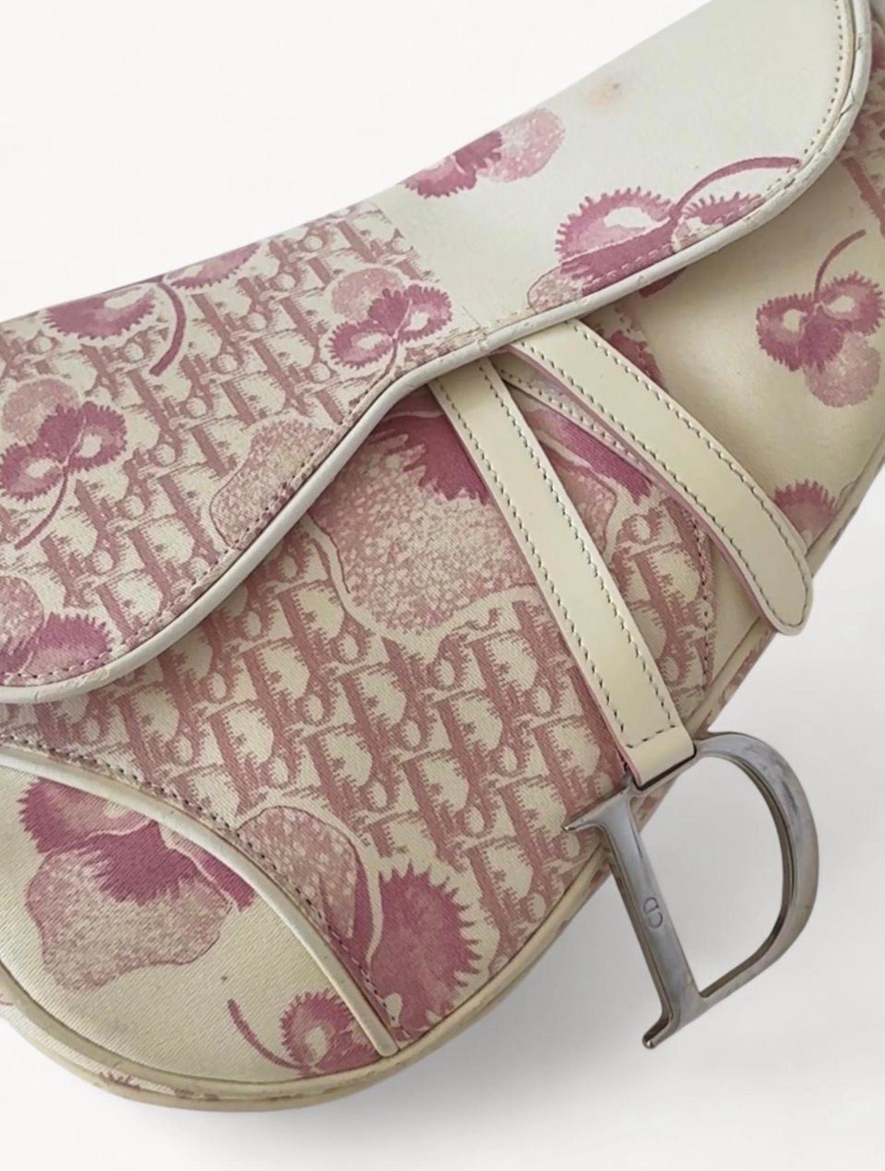 Christian Dior Vintage Girly Cherry Blossom Saddle Bag Rare