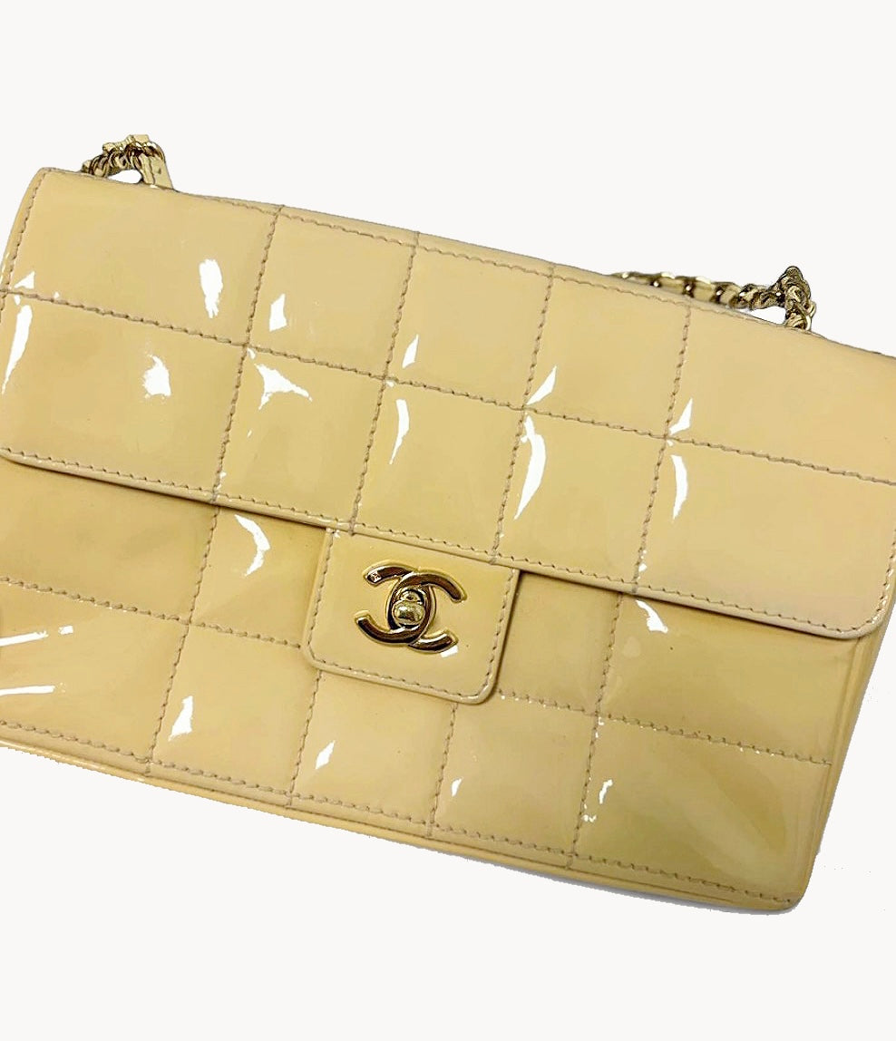 Chanel Yellow Chocolate Bar Quilted Flap Bag