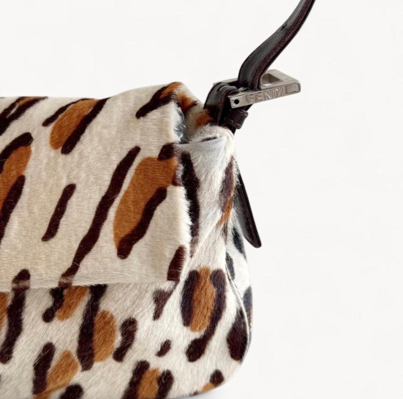 Fendi Leopard Print Pony hair Baguette Bag