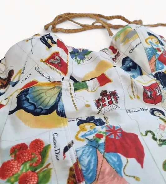Christian Dior by John Galliano SS 2002 White Stamp Print Bustier Corset Top