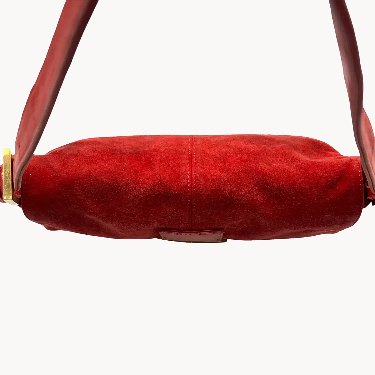 Fendi Red Suede Baguette Shoulder Bag