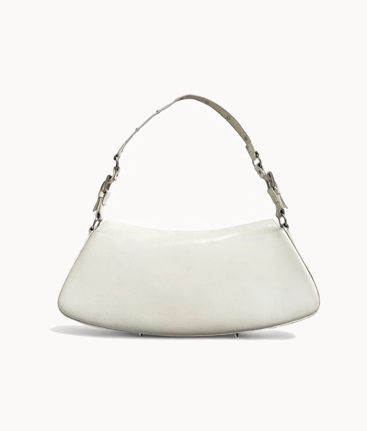 Christian Dior FW 2003 White Patent Leather Bondage Shoulder bag