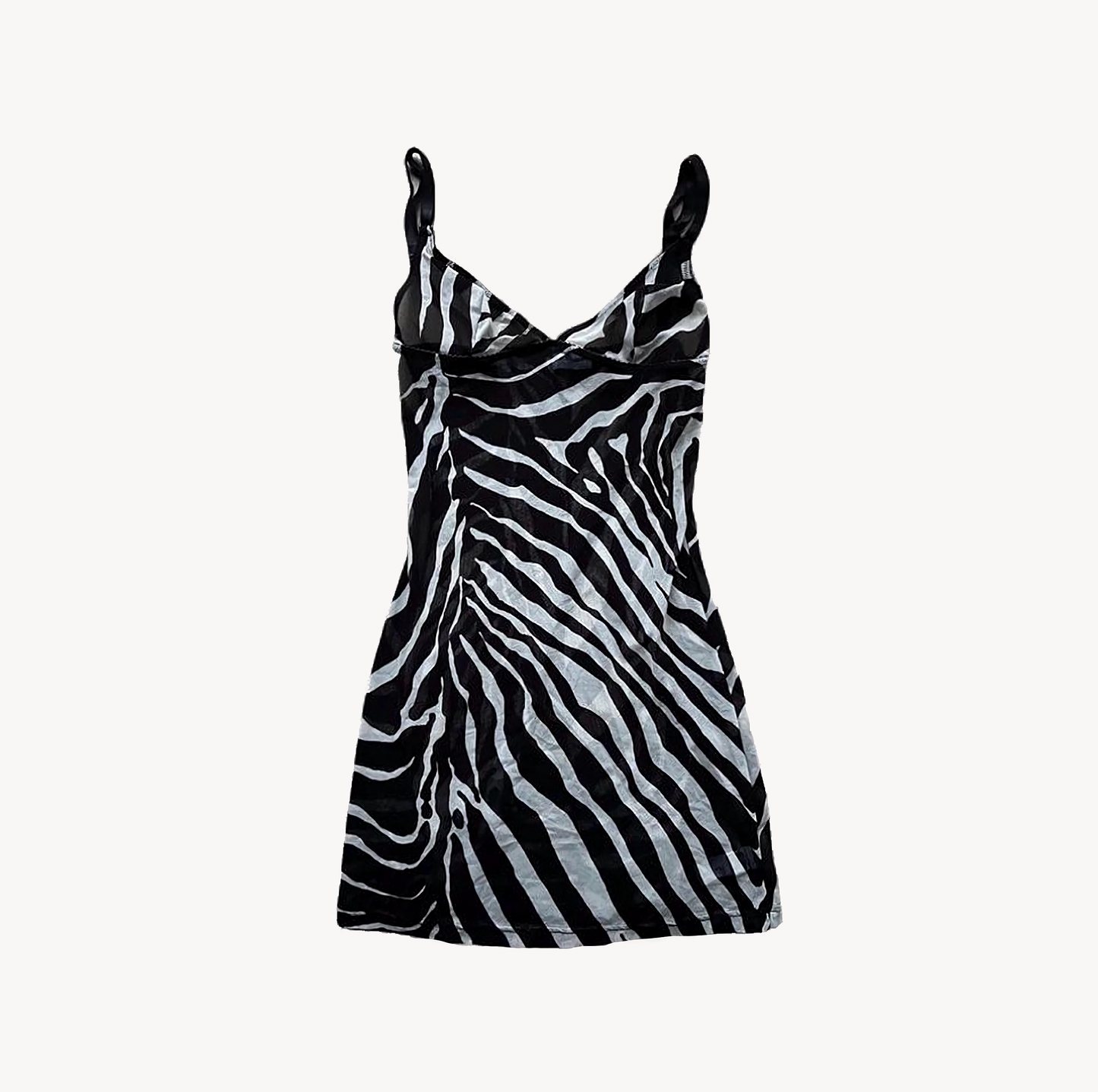 Dolce & Gabbana 2000s Zebra Animal Print Mesh Slip Dress