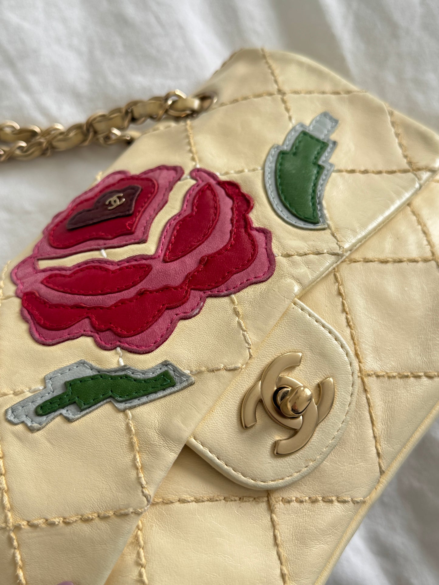 Chanel Quilted Camellia Patchwork Timeless Flap Bag