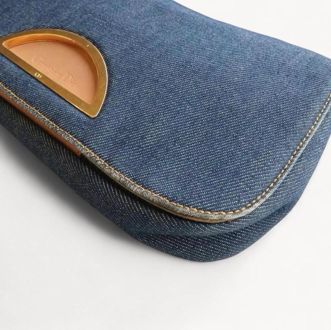 Christian Dior 2001 Denim & Beige Leather Malice Bag