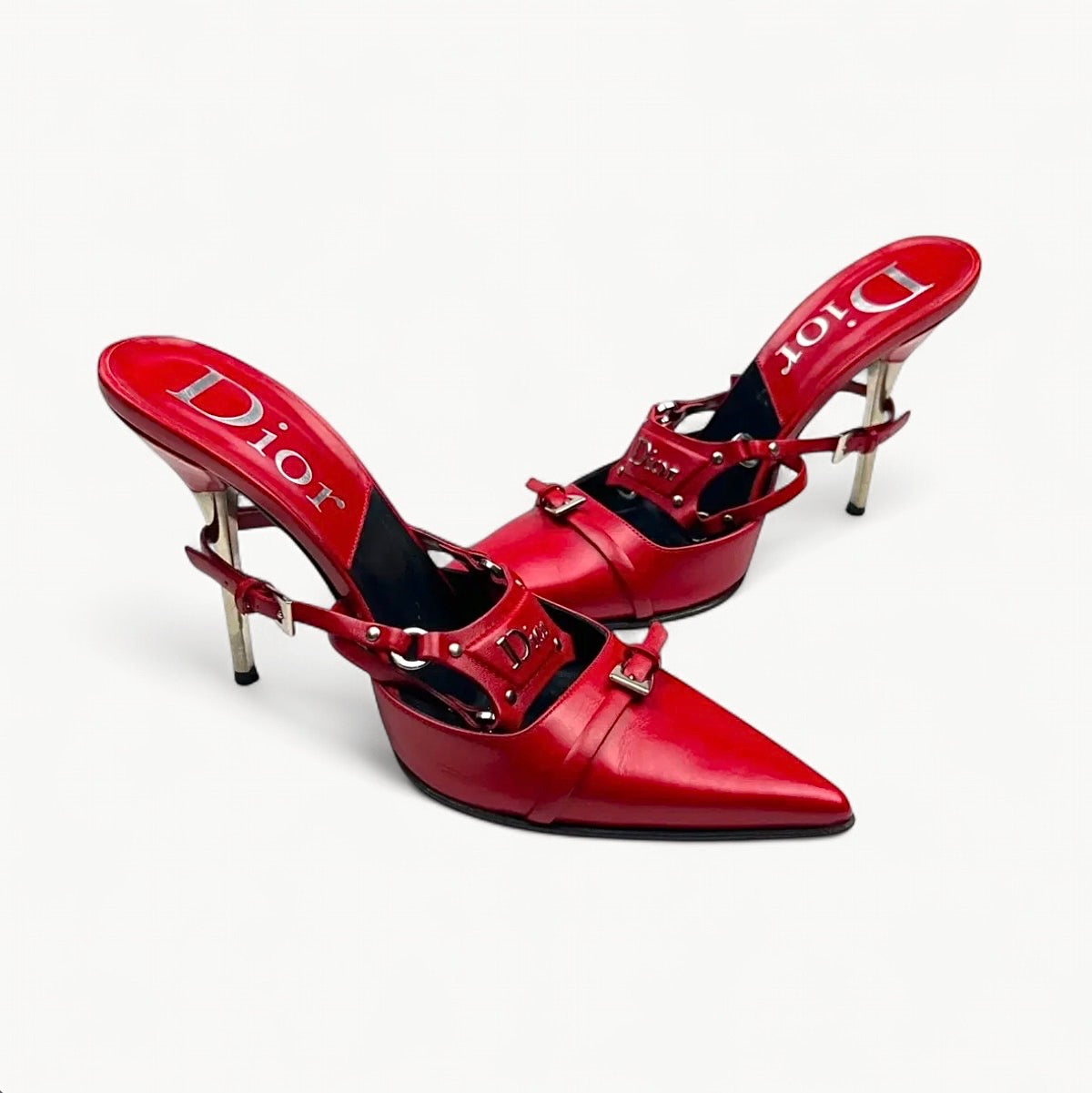 Christian Dior RARE FW 2003 Bondage Red Leather Heels