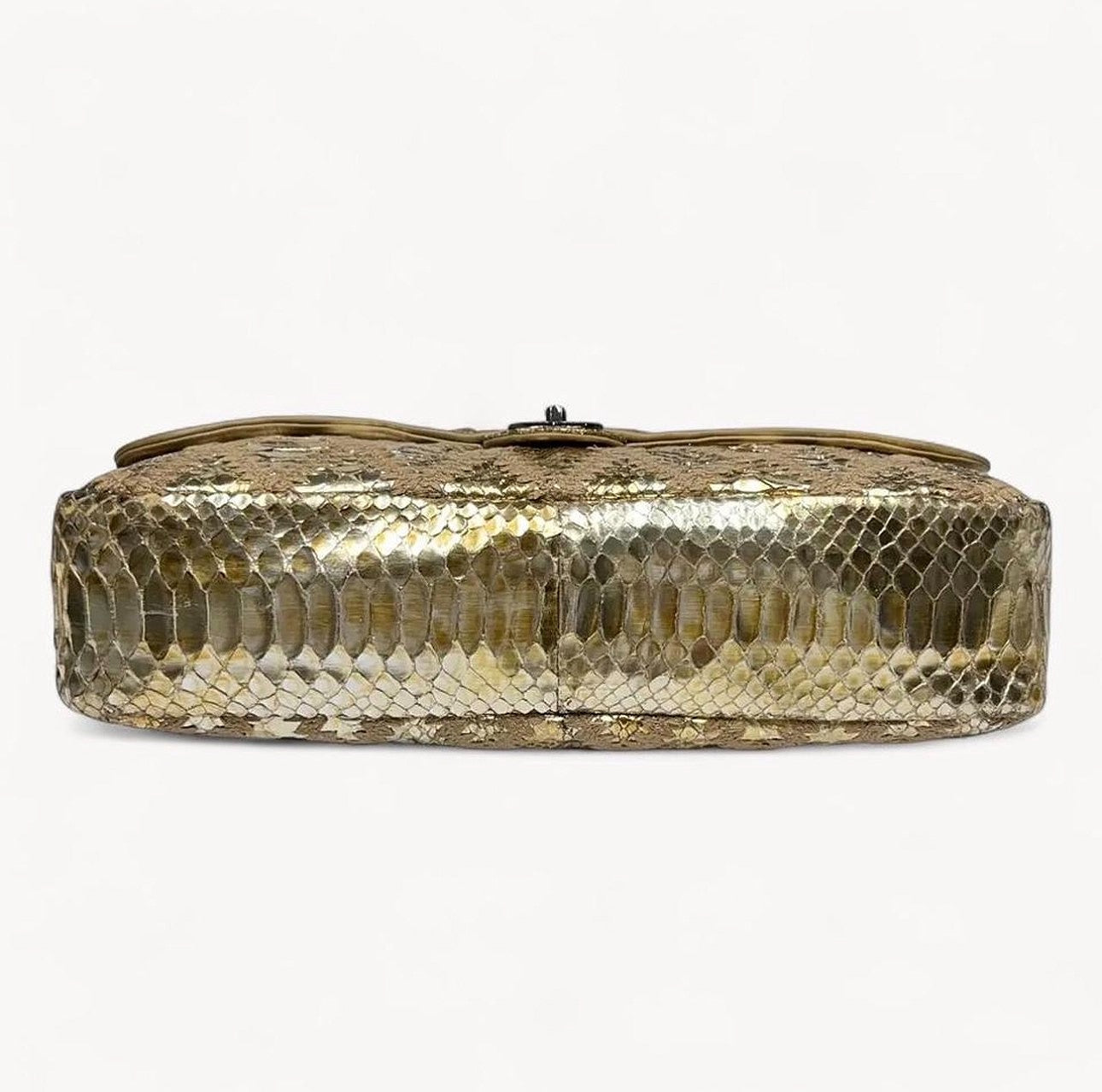 Chanel SS 2007 Gold Metallic Python Crochet Chain Flap Bag