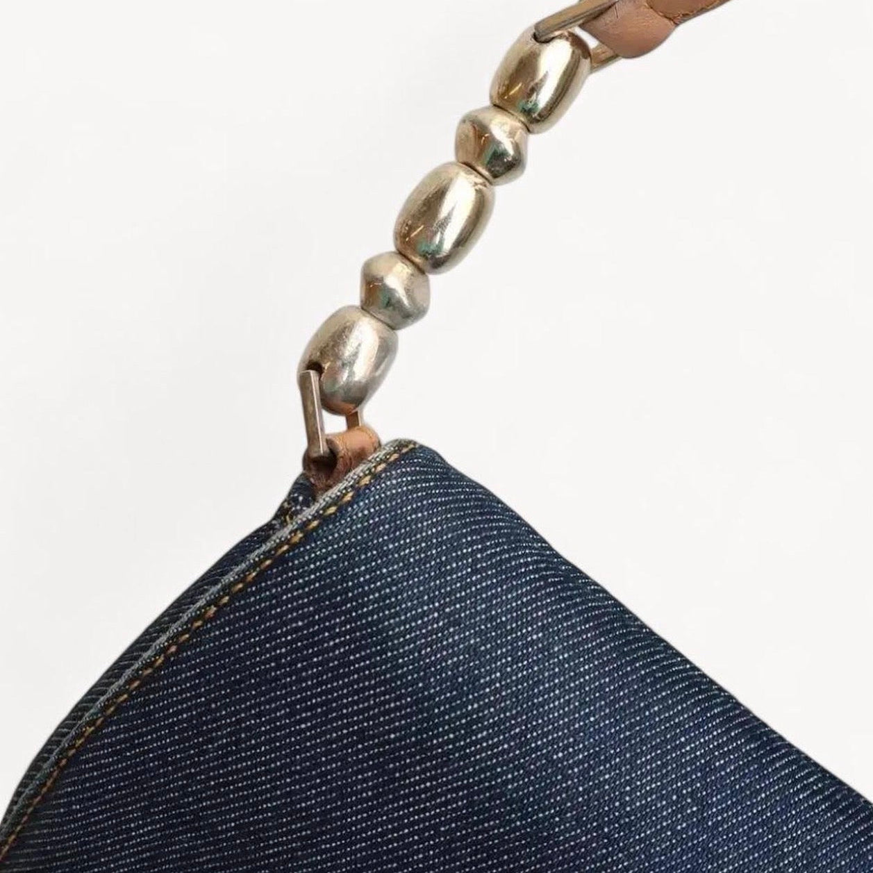 Christian Dior 2001 Denim & Beige Leather Malice Bag