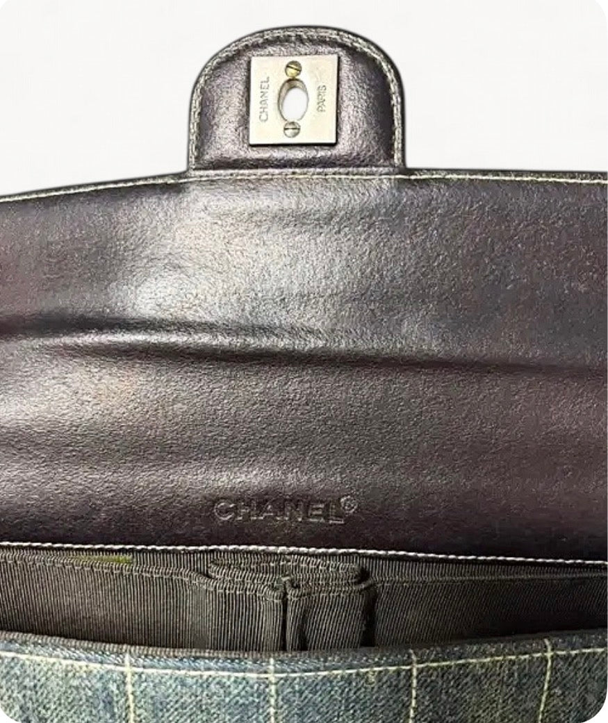 Chanel Denim Chocolate Bar East West Flap Bag