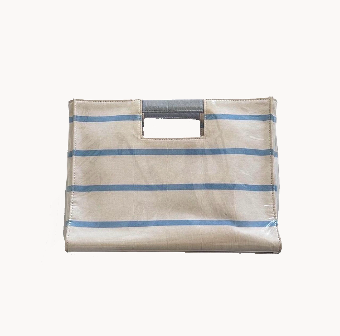 Courrèges Blue & White Striped Vinyl Tote Bag