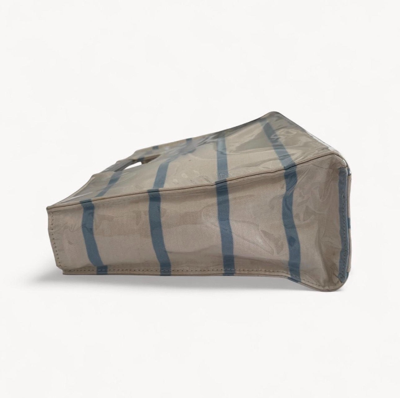 Courrèges Blue & White Striped Vinyl Tote Bag