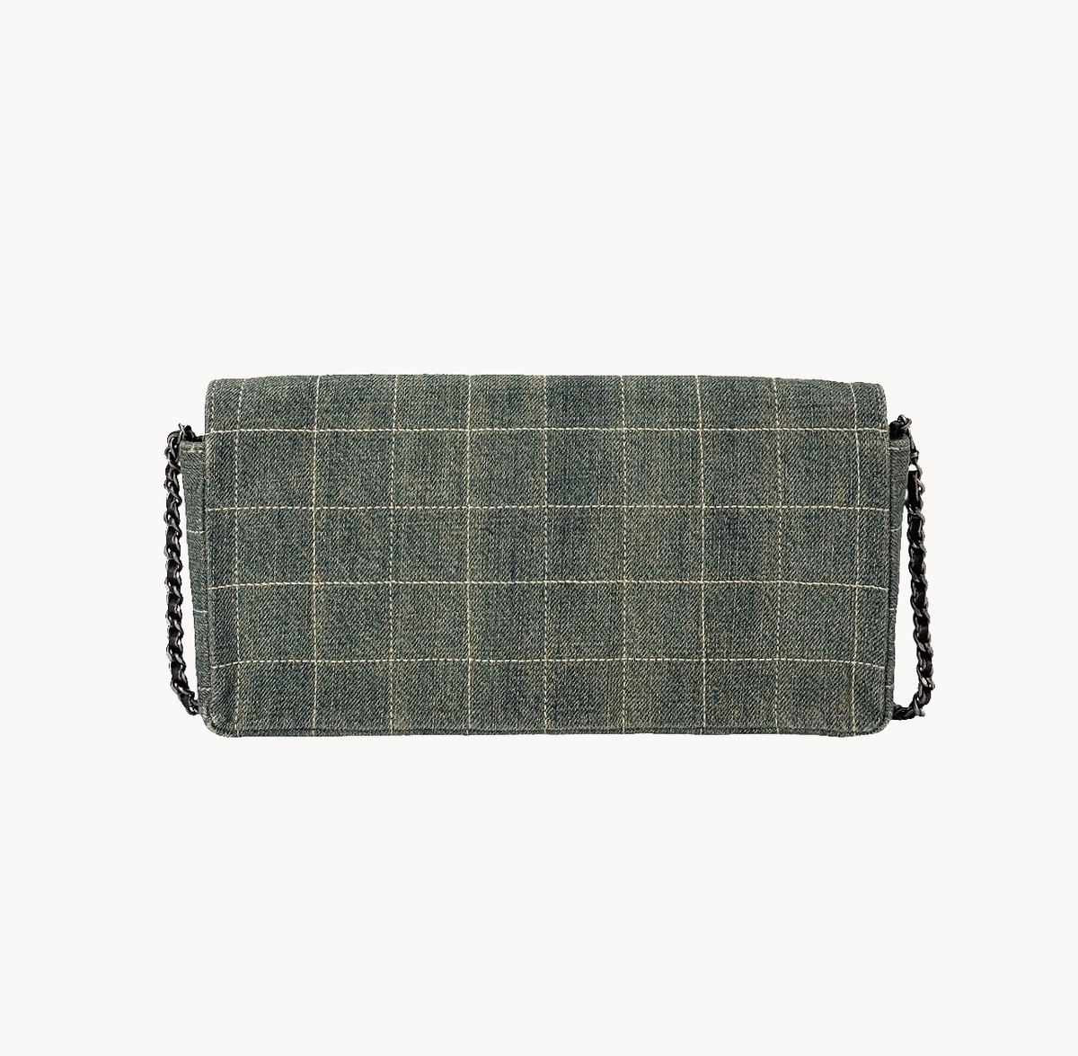 Chanel Denim Chocolate Bar East West Flap Bag