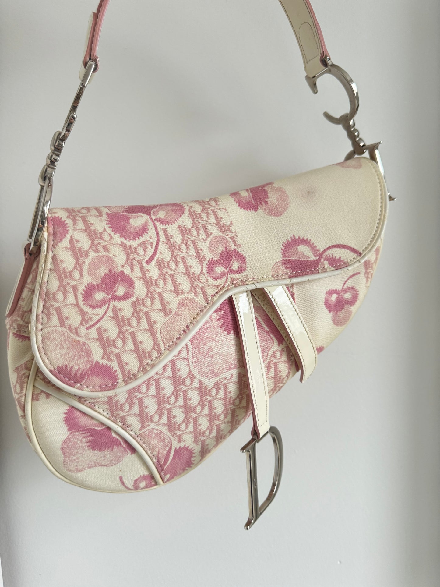 Christian Dior Vintage Girly Cherry Blossom Saddle Bag Rare