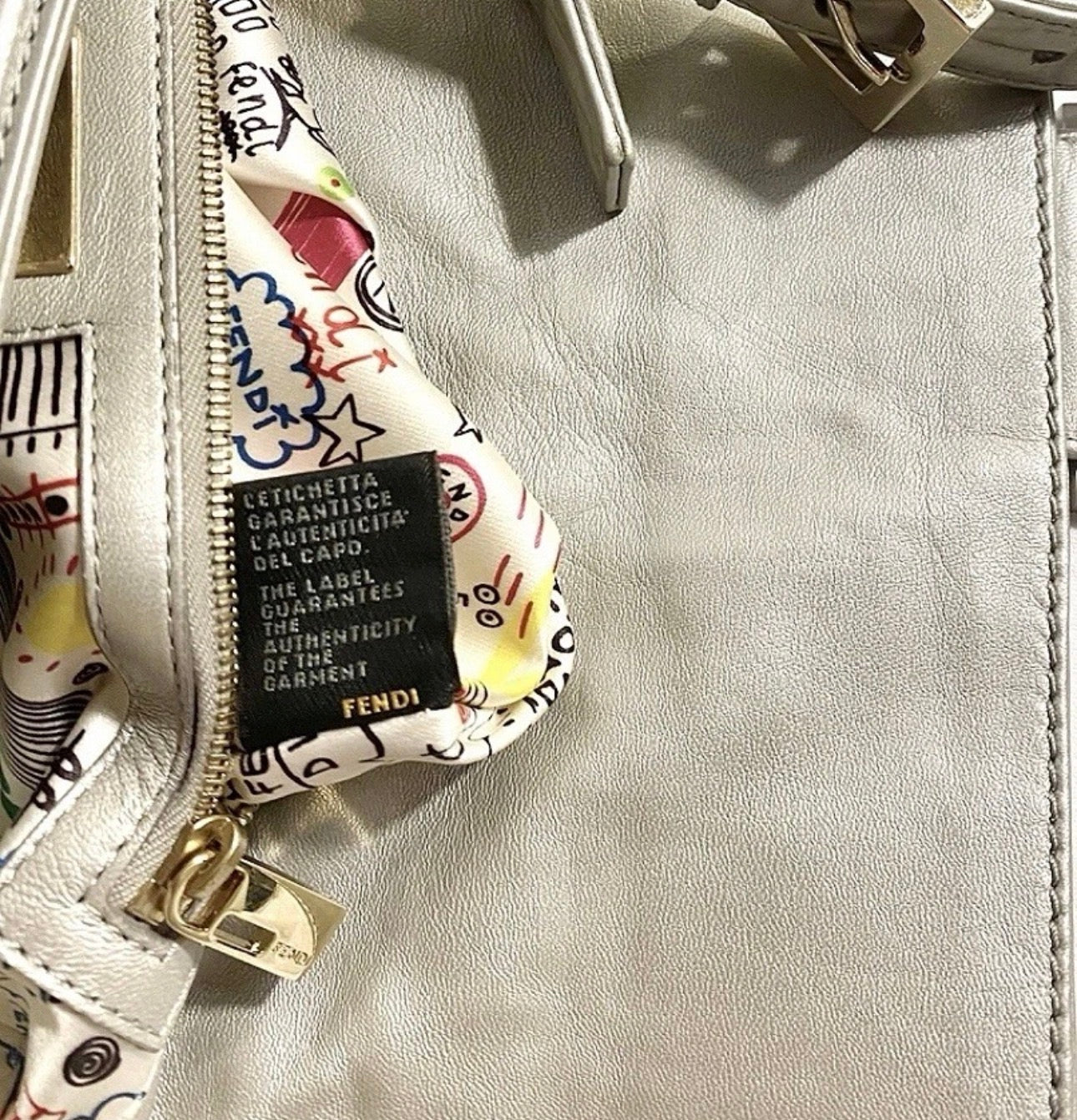 Fendi 1997 Re-edition Silver Nappa Leather Embossed Baguette Bag