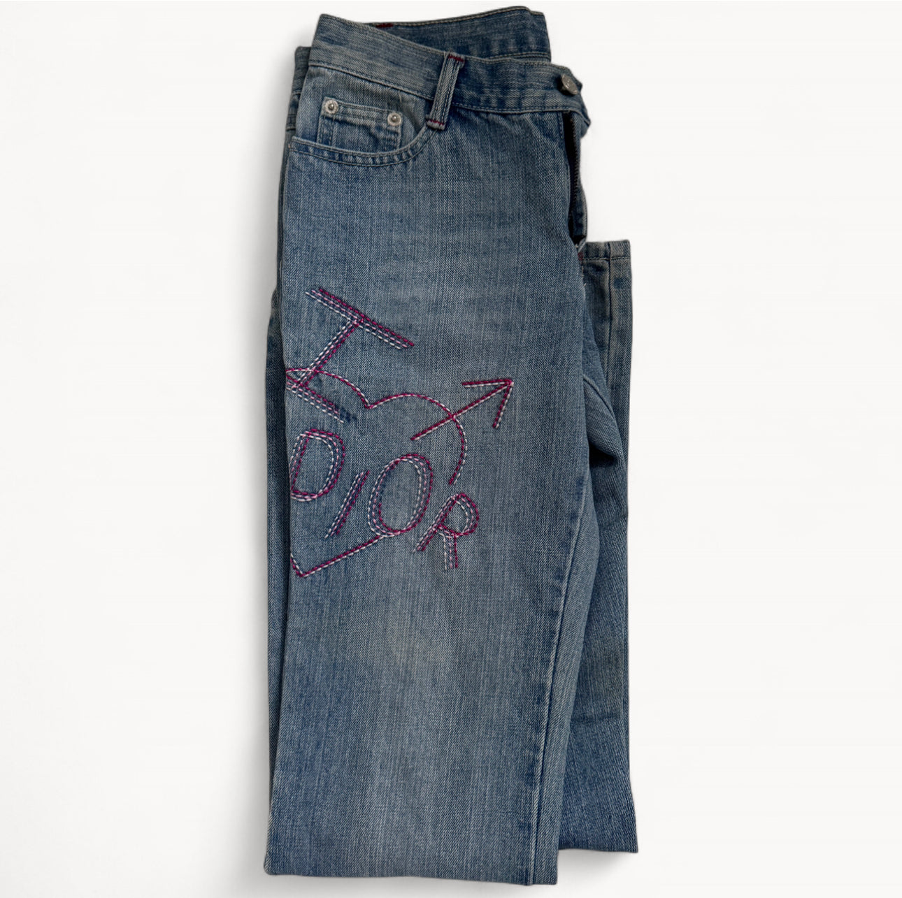 Christian Dior Heart Embroidered Jeans