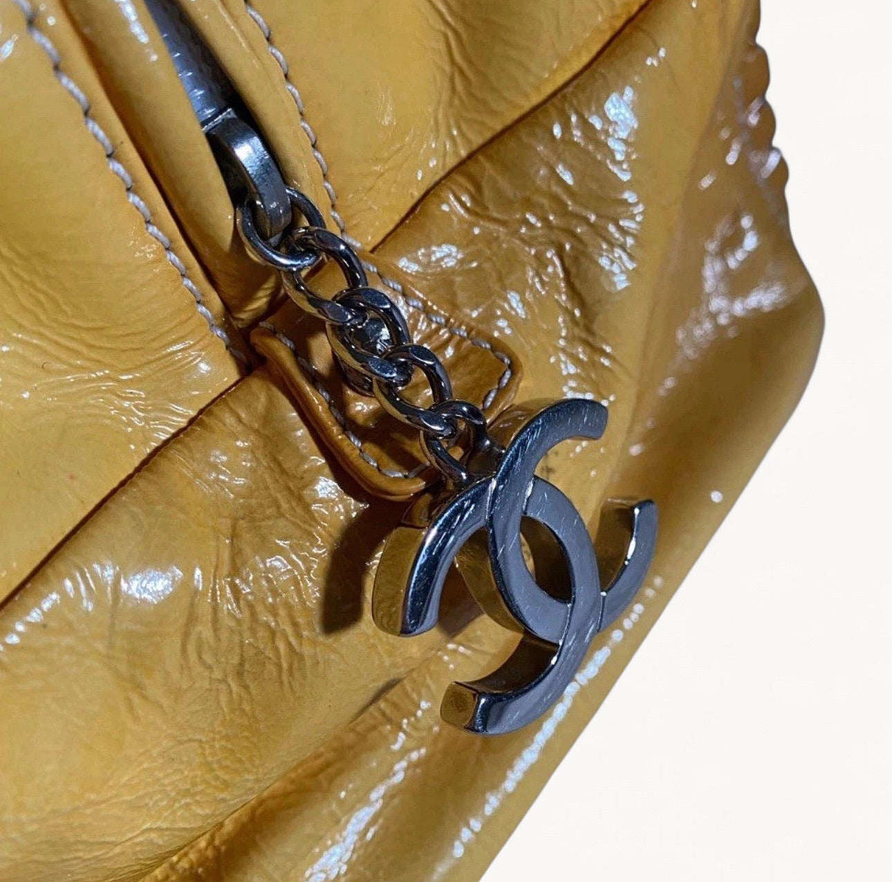 Chanel Gradient Bowling Bag Yellow With White Chain