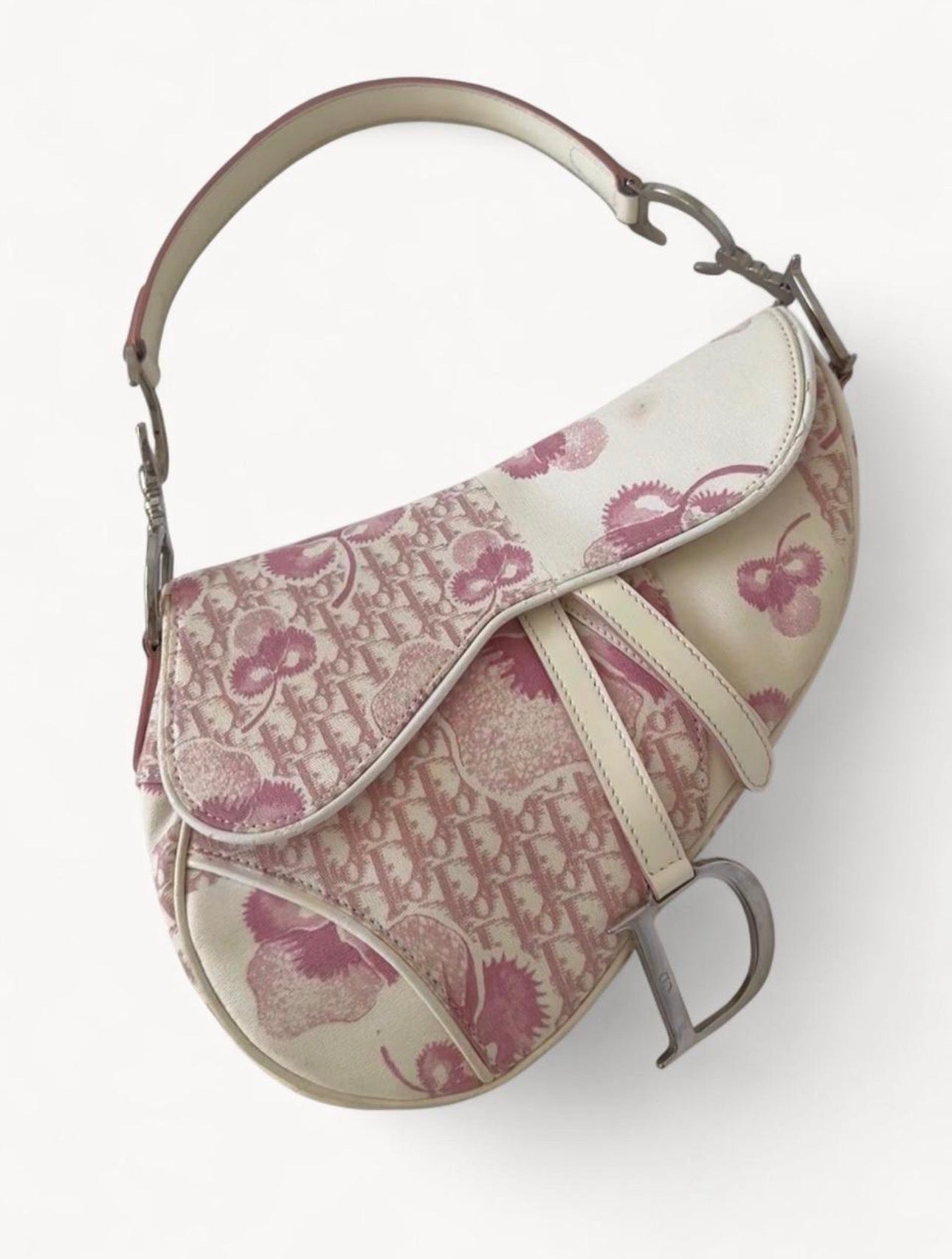 Christian Dior Vintage Girly Cherry Blossom Saddle Bag Rare