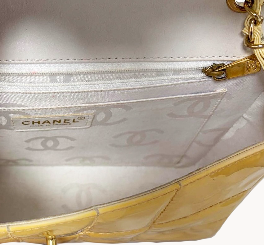 Chanel Yellow Chocolate Bar Quilted Flap Bag