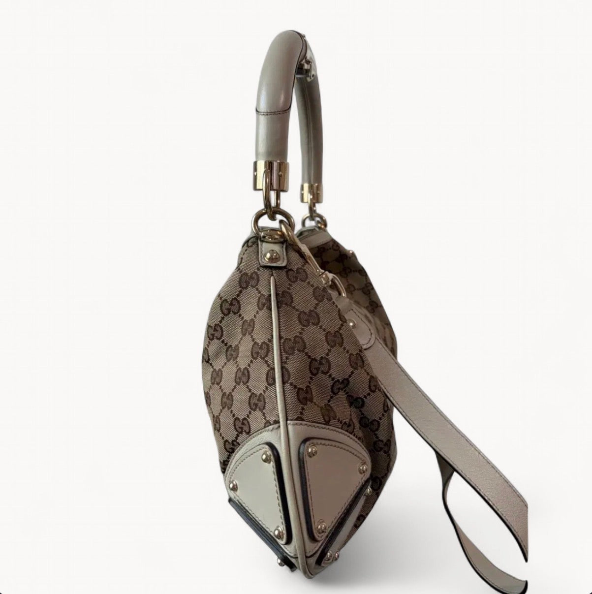 Gucci 2000s Brown GG Canvas Bamboo Tassel Indy Bag
