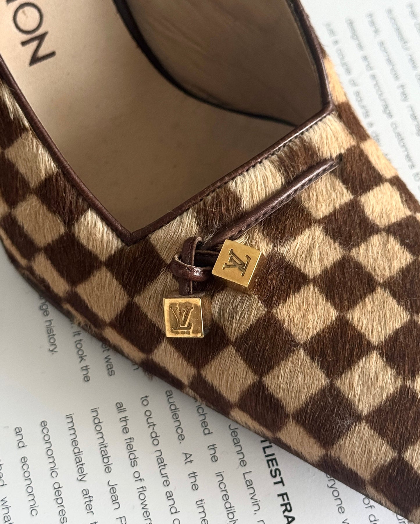 Louis Vuitton Damier Ponyhair Slingback Heels