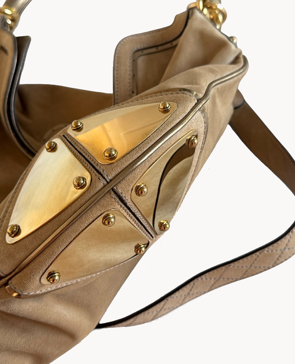 Gucci Limited Edition Beige Indy Babouska Hobo Suede Bag with Gold Detailing