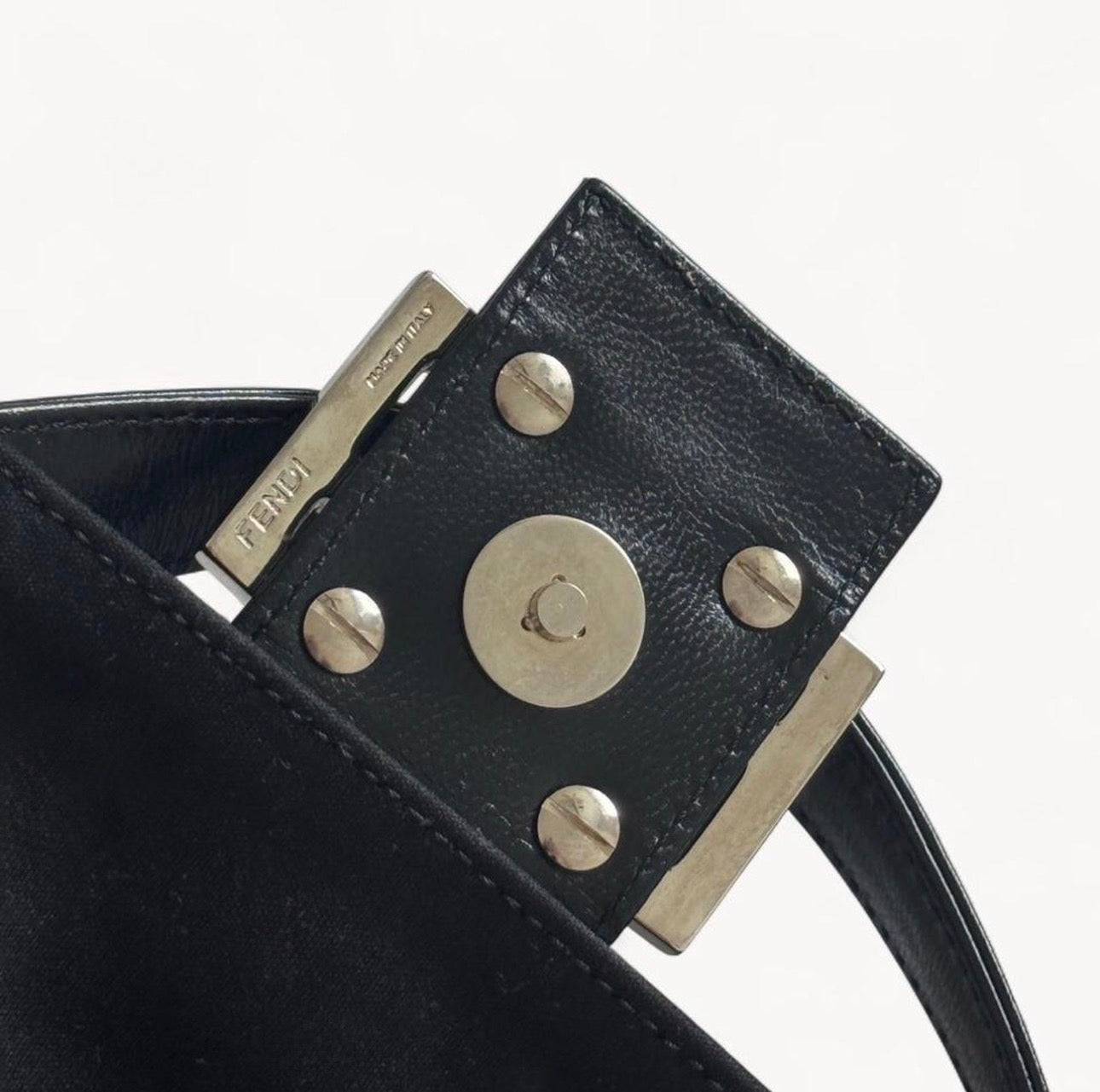 Fendi Neoprene Nylon Black Baguette Bag