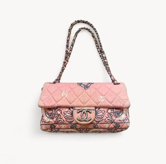 Chanel 2008 Paris Dallas Pink Bandana Paisley Classic Flap Bag