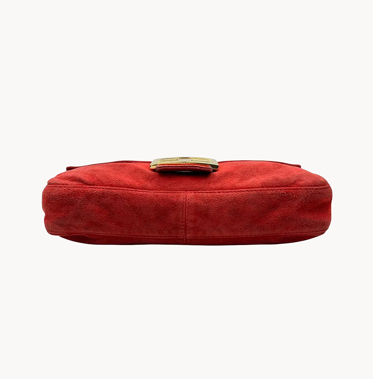 Fendi Red Suede Baguette Shoulder Bag