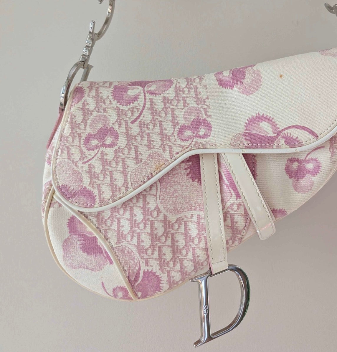 Christian Dior Vintage Girly Cherry Blossom Saddle Bag Rare