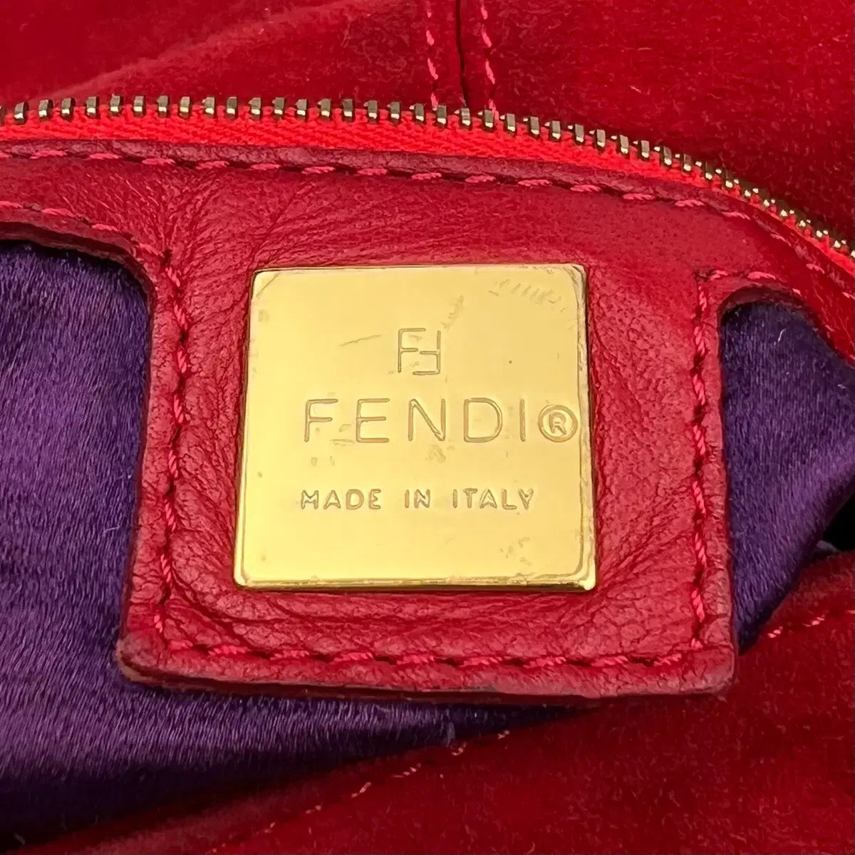Fendi Red Suede Baguette Shoulder Bag