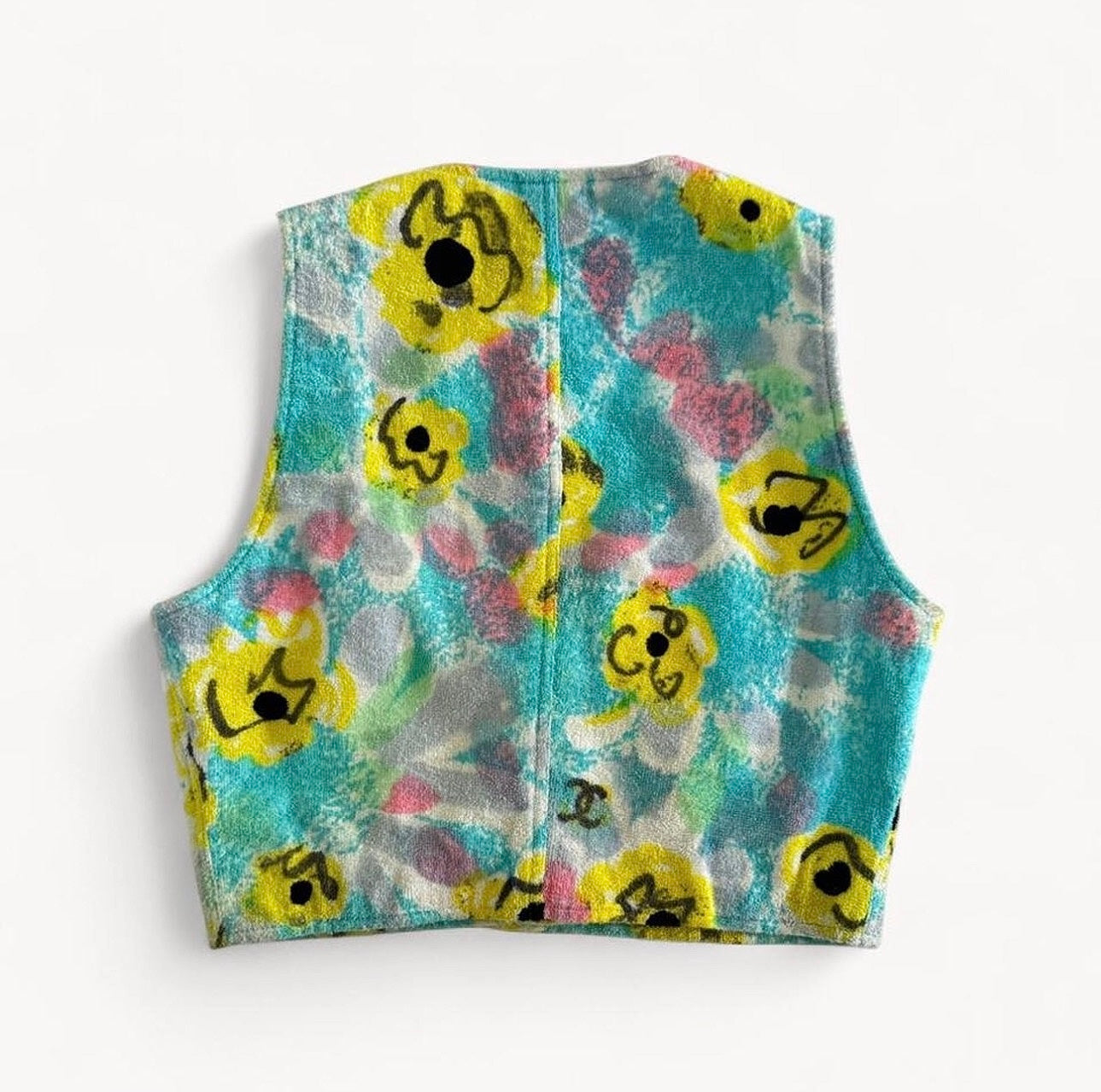 Chanel 1997 Runway Terrycloth Sleeveless Vest/Skirt Floral Set